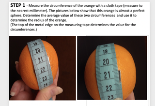 Solved STEP 1 . Measure the circumference of the orange with | Chegg.com
