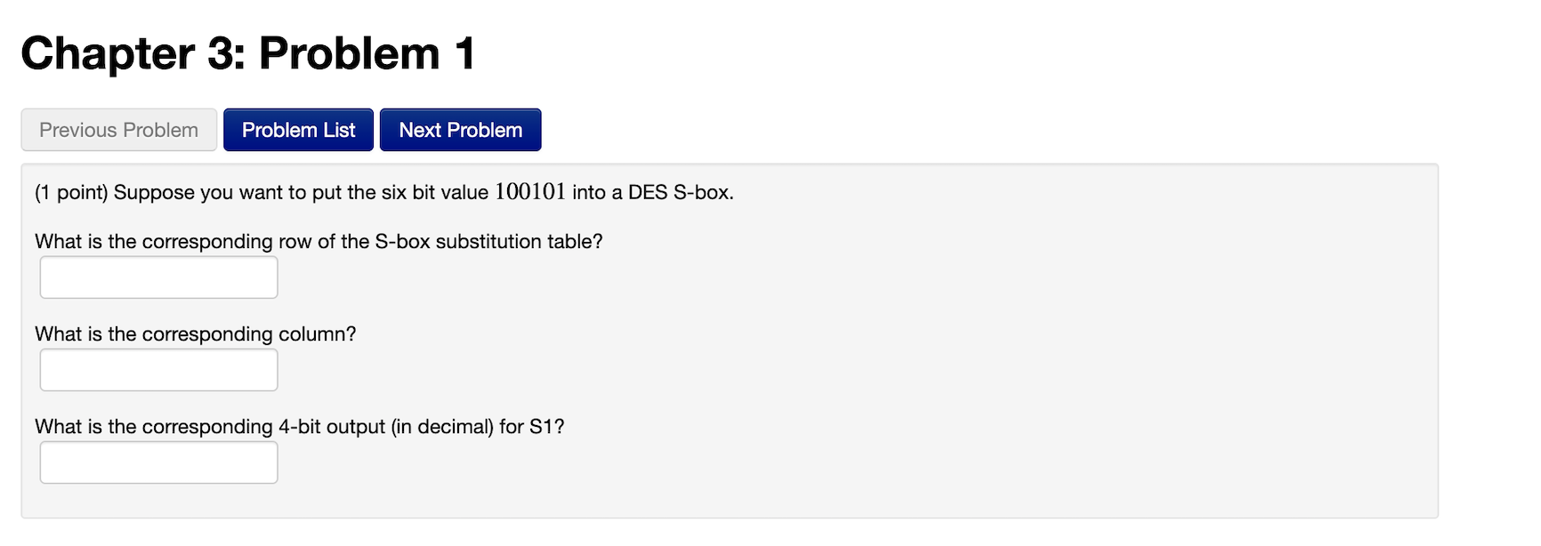 Solved Chapter 3: Problem 1 Previous Problem Problem List | Chegg.com