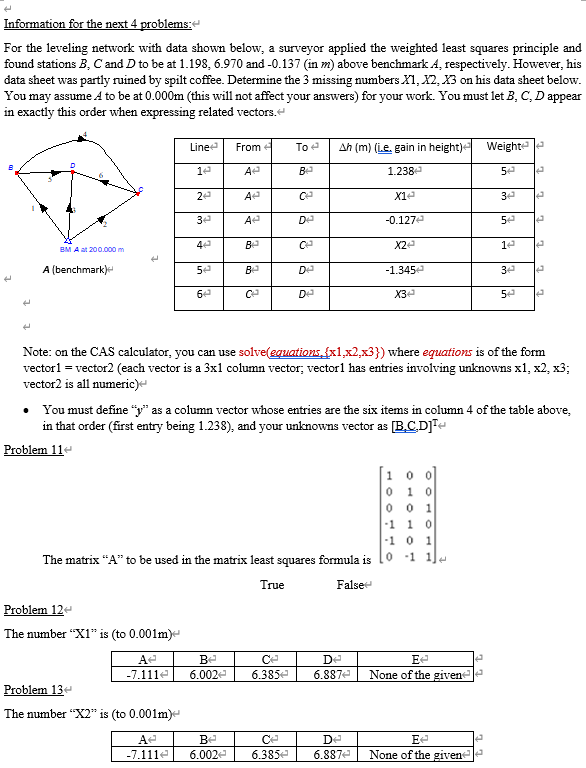 Information for the next 4 problems: For the leveling | Chegg.com