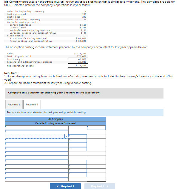 Solved Exercise 6-2 (Algo) Variable Costing Income | Chegg.com