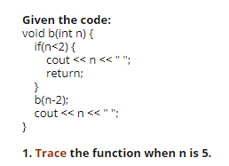 Solved Question 5 1) Write a function declaration for a | Chegg.com