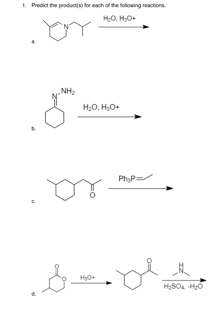 Solved 1. Predict the product(s) for each of the following | Chegg.com