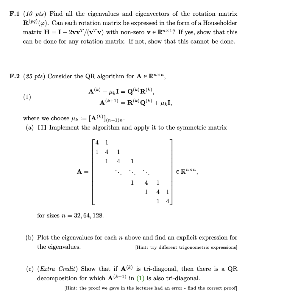 Solved F.1 (10 Pts) Find All The Eigenvalues And | Chegg.com