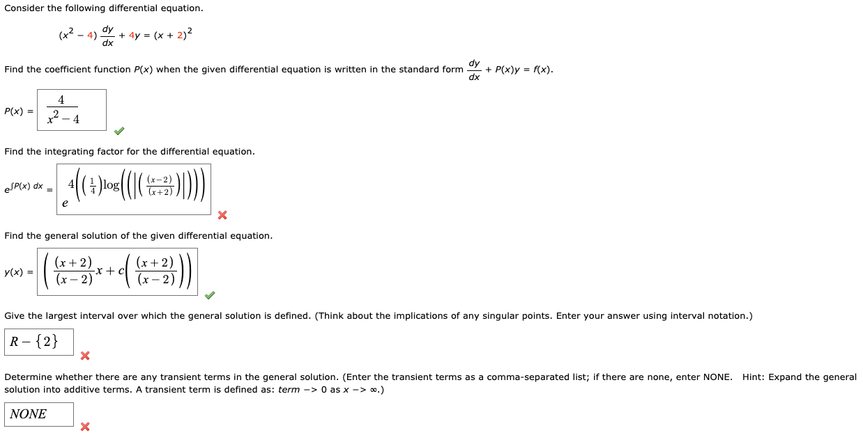 Solved Consider The Following Differential Equation X2