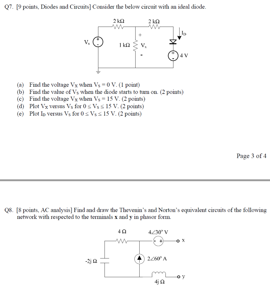 Solved Q7. [9 points, Diodes and Circuits] Consider the | Chegg.com