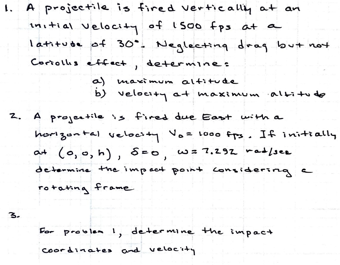 Solved 1. A projectile is fired verticallin at an initial | Chegg.com