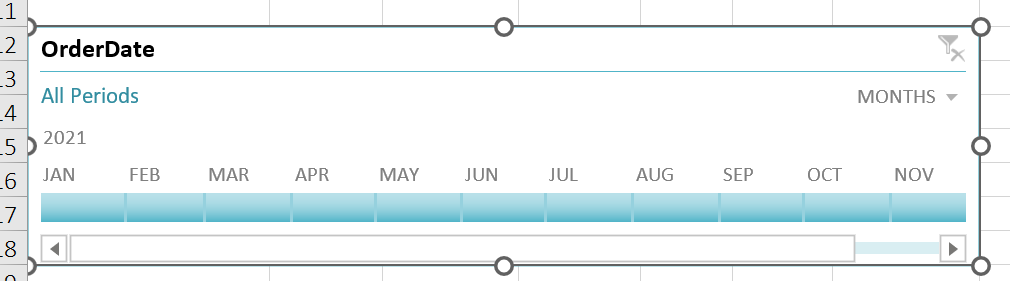 How do I scroll a timeline slicer to display all the | Chegg.com