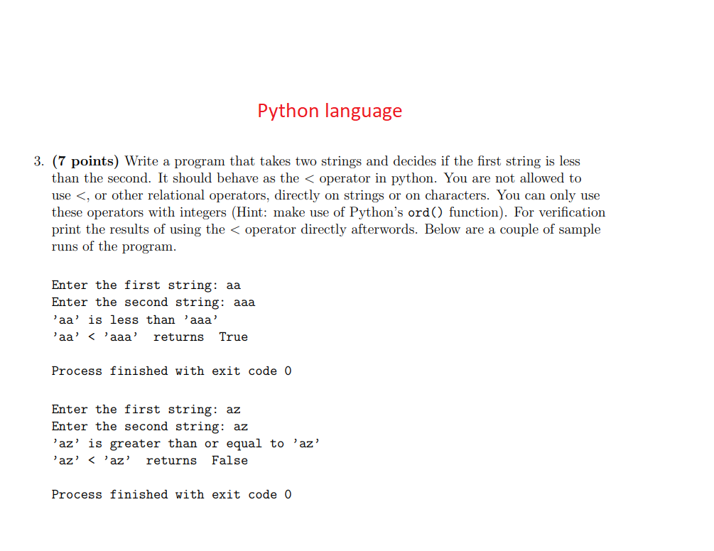 assignment on python language