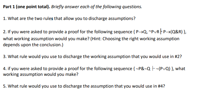 Solved Part One Point Total Briefly Answer Each Of The Chegg Com