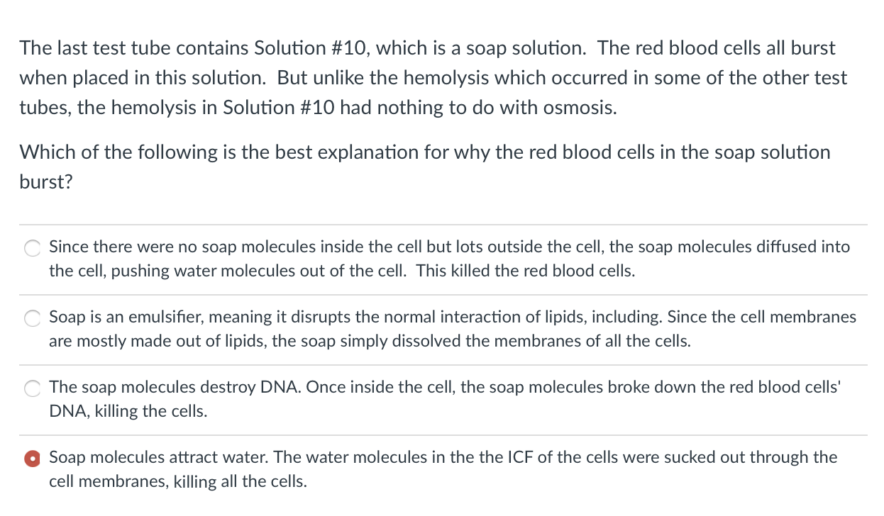 The Last Test Tube Contains Solution 10 Which Is A Chegg Com