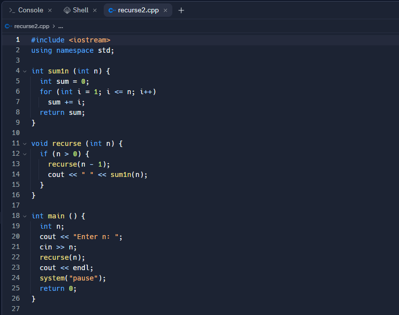 Solved See program recurse2.cpp. The program outputs a | Chegg.com