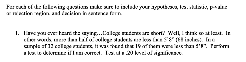 Solved For each of the following questions make sure to | Chegg.com ...