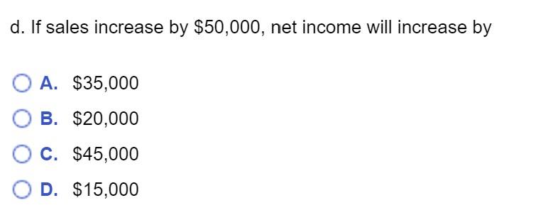 Solved A. $50% B. 45% C. 40% D. 55% B. Breakeven Point In | Chegg.com