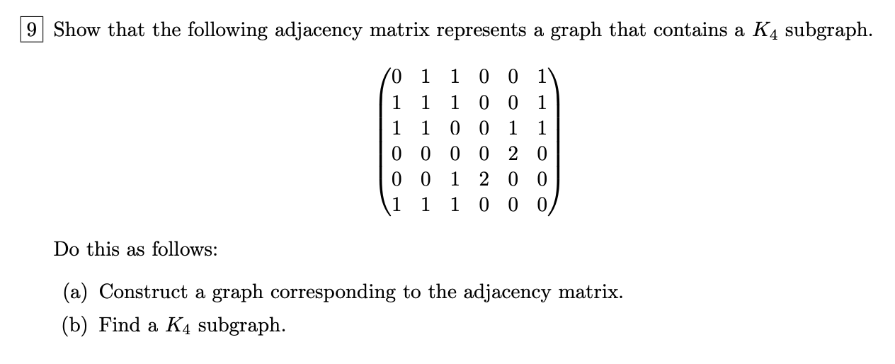 Solved 9 Show that the following adjacency matrix represents | Chegg.com