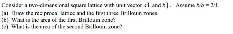 Solved Consider a two-dimensional square lattice with unit | Chegg.com