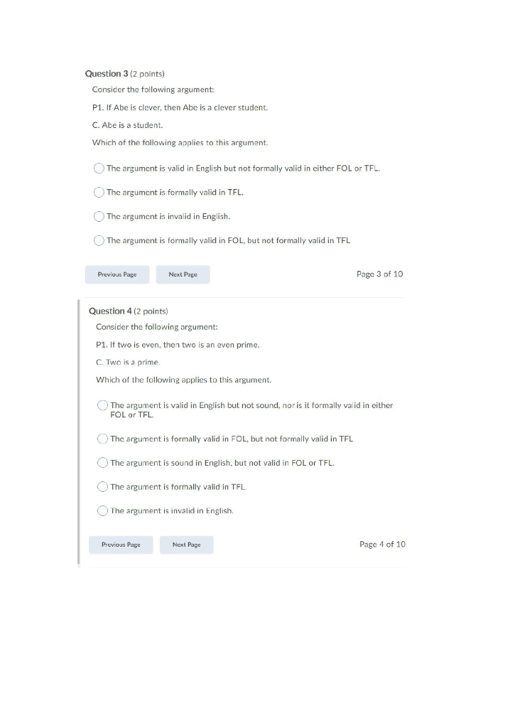 Question 3 (2 points) Consider the following | Chegg.com