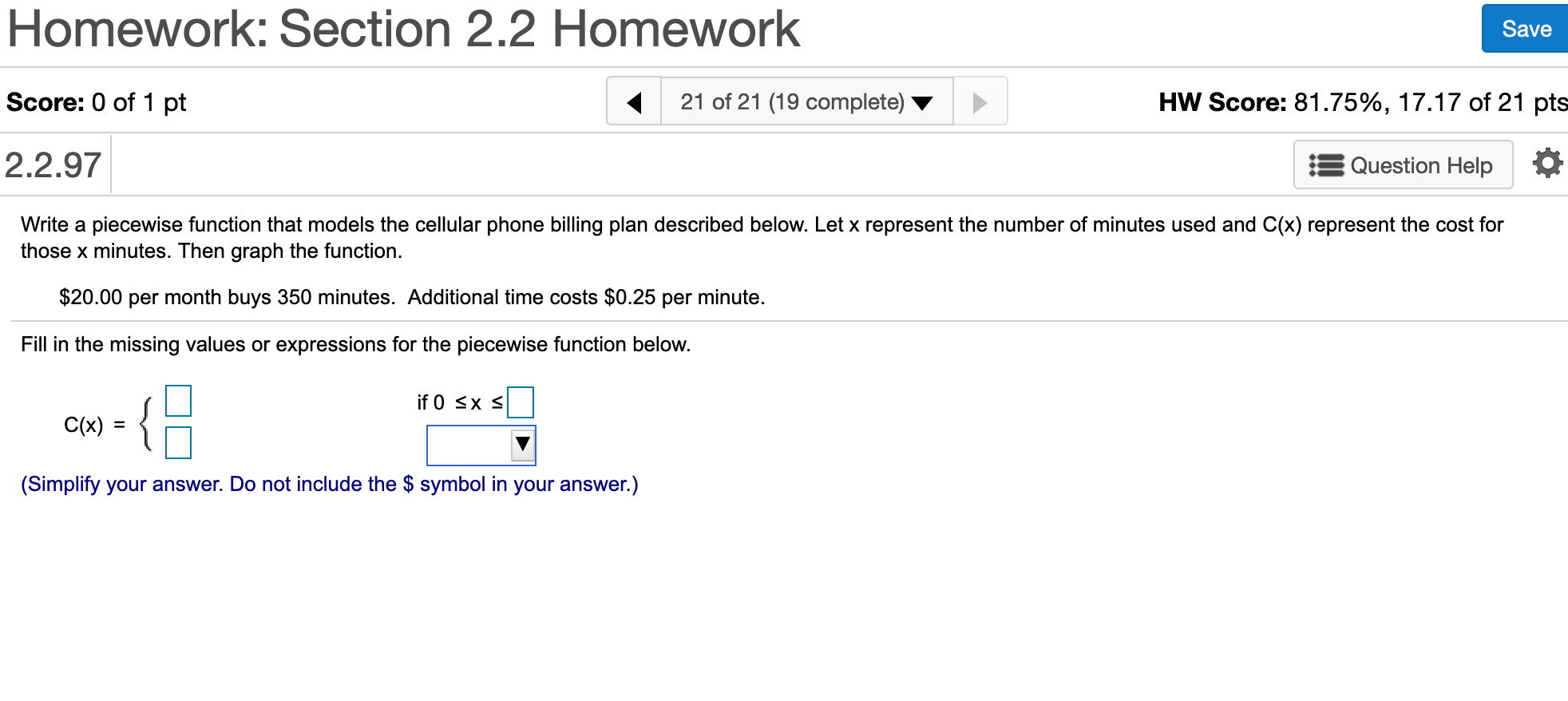 Solved Homework: Section 2.2 Homework Save Score: 0 of 1 pt | Chegg.com