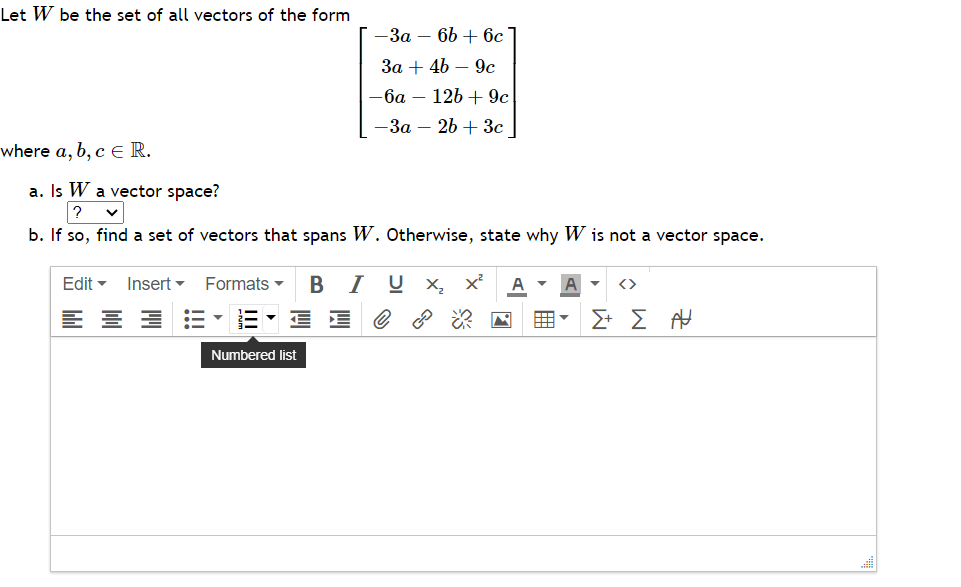Solved Let W be the set of all vectors of the form | Chegg.com