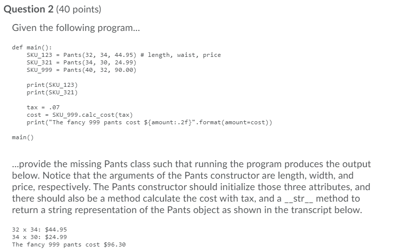 Solved Question 2 (40 points) Given the following program... | Chegg.com