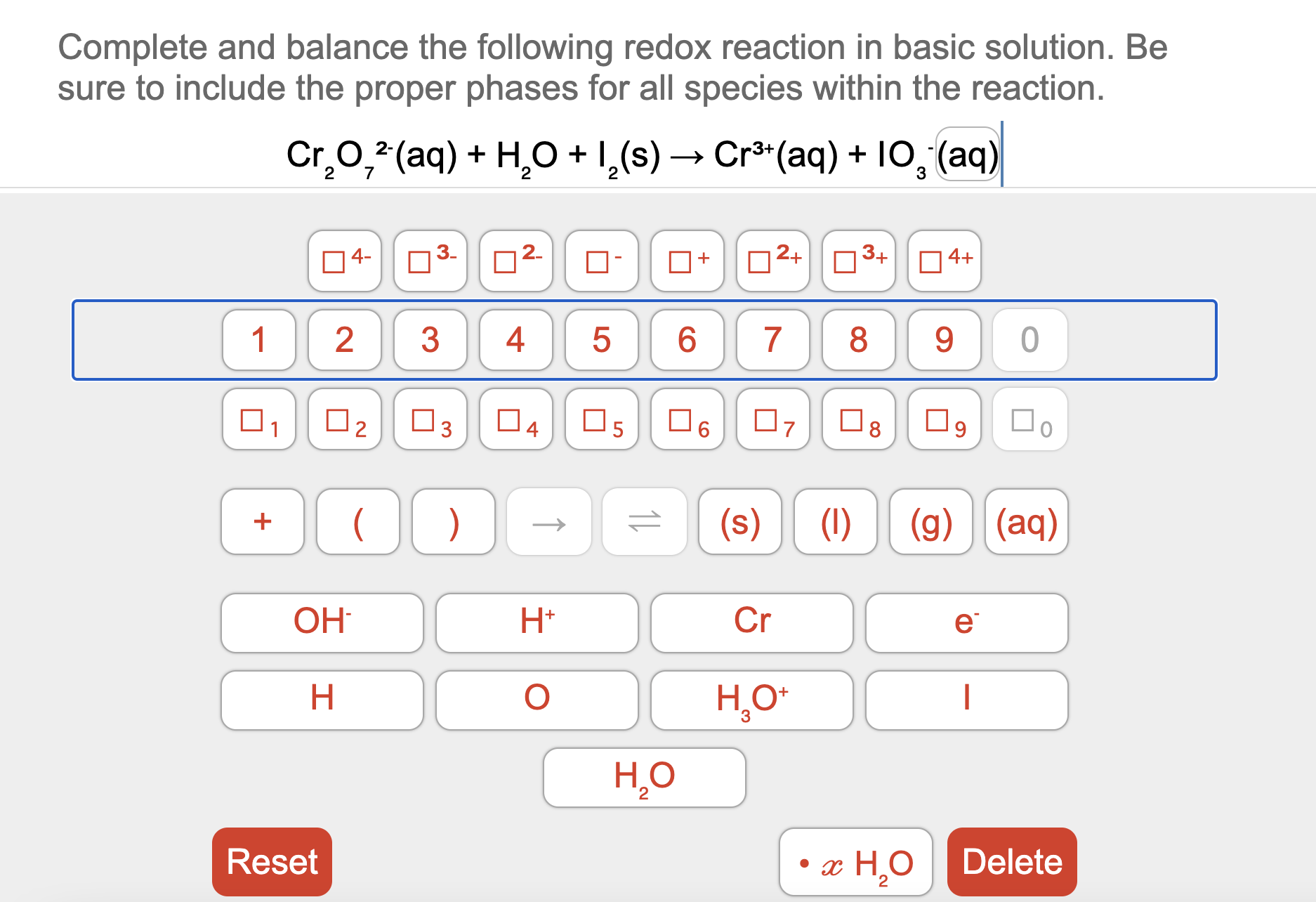 Solved Complete And Balance The Following Redox Reaction In | Chegg.com