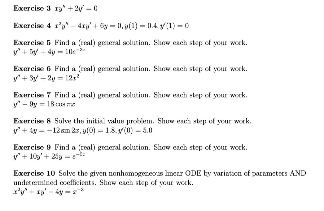 Exercise 3 Xy 2y 0 Exercise 4 Xạy 4xy 6y Chegg Com