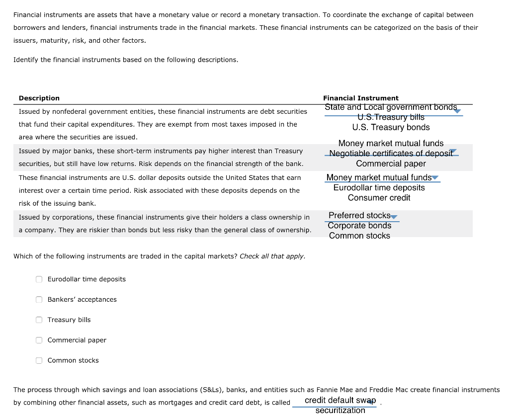 Solved Financial instruments are assets that have a