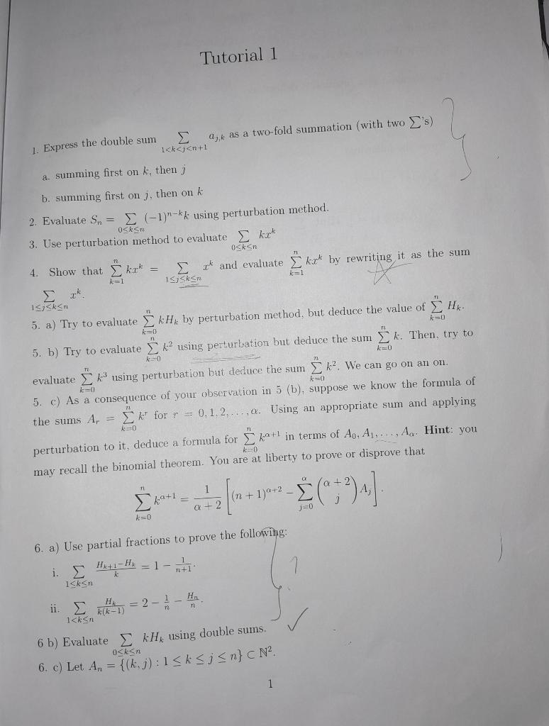 Solved 1. Express The Double Sum ∑1 | Chegg.com