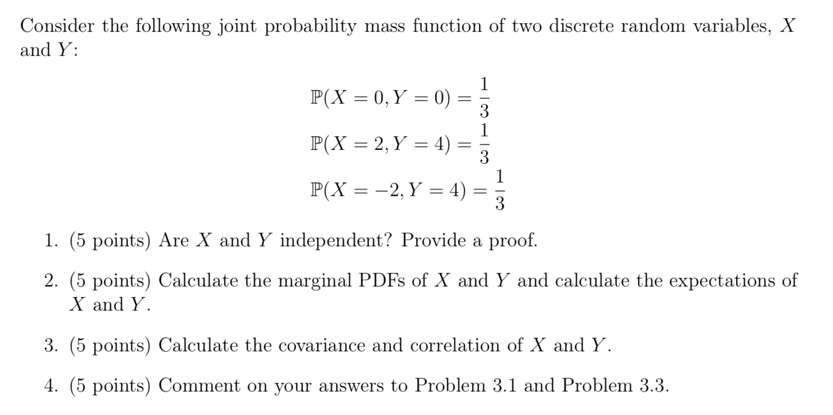 Solved Consider the following joint probability and Y mass | Chegg.com