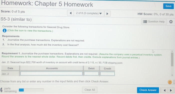 Solved Homework: Chapter 5 Homework Save Score: 0 of 5 pts 2 | Chegg.com