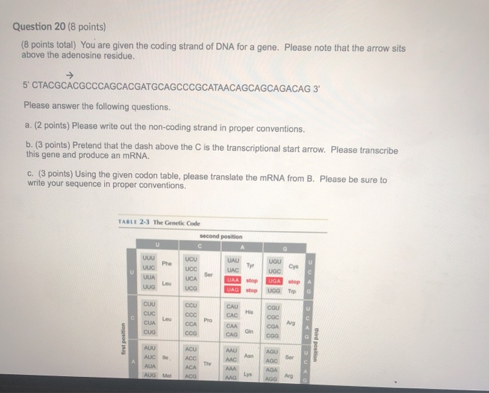 Solved Question 20(8 points) (8 points total) You are given | Chegg.com