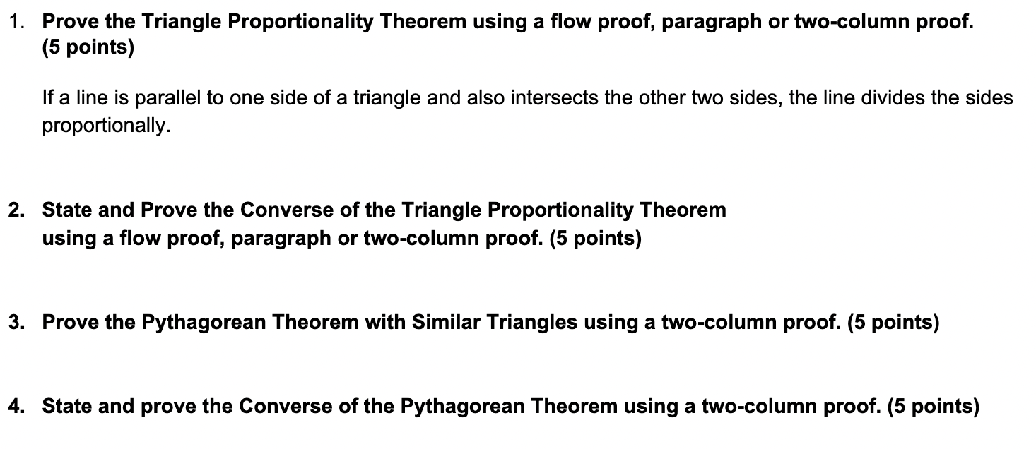 pythagorean theorem two column proof