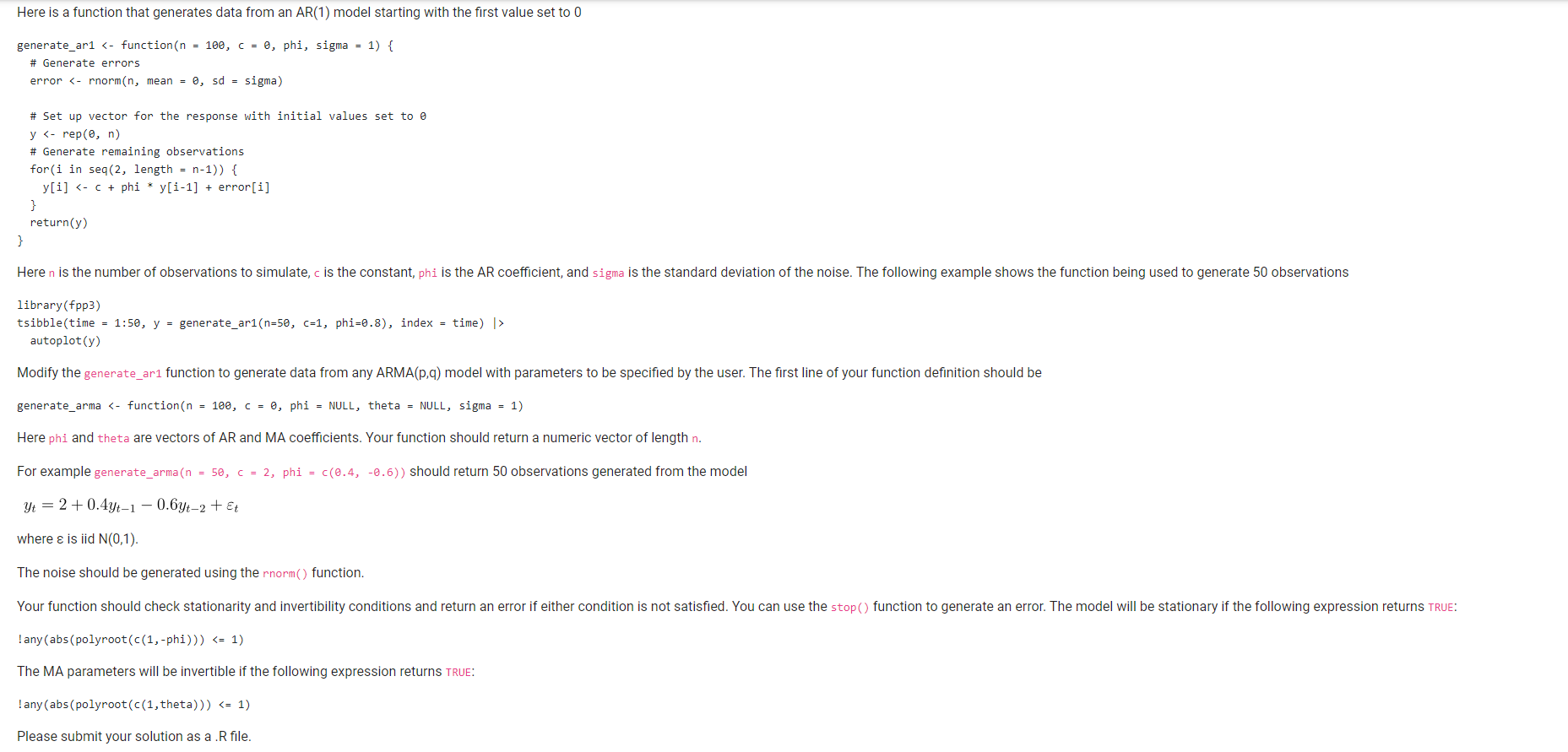 Here is a function that generates data from | Chegg.com
