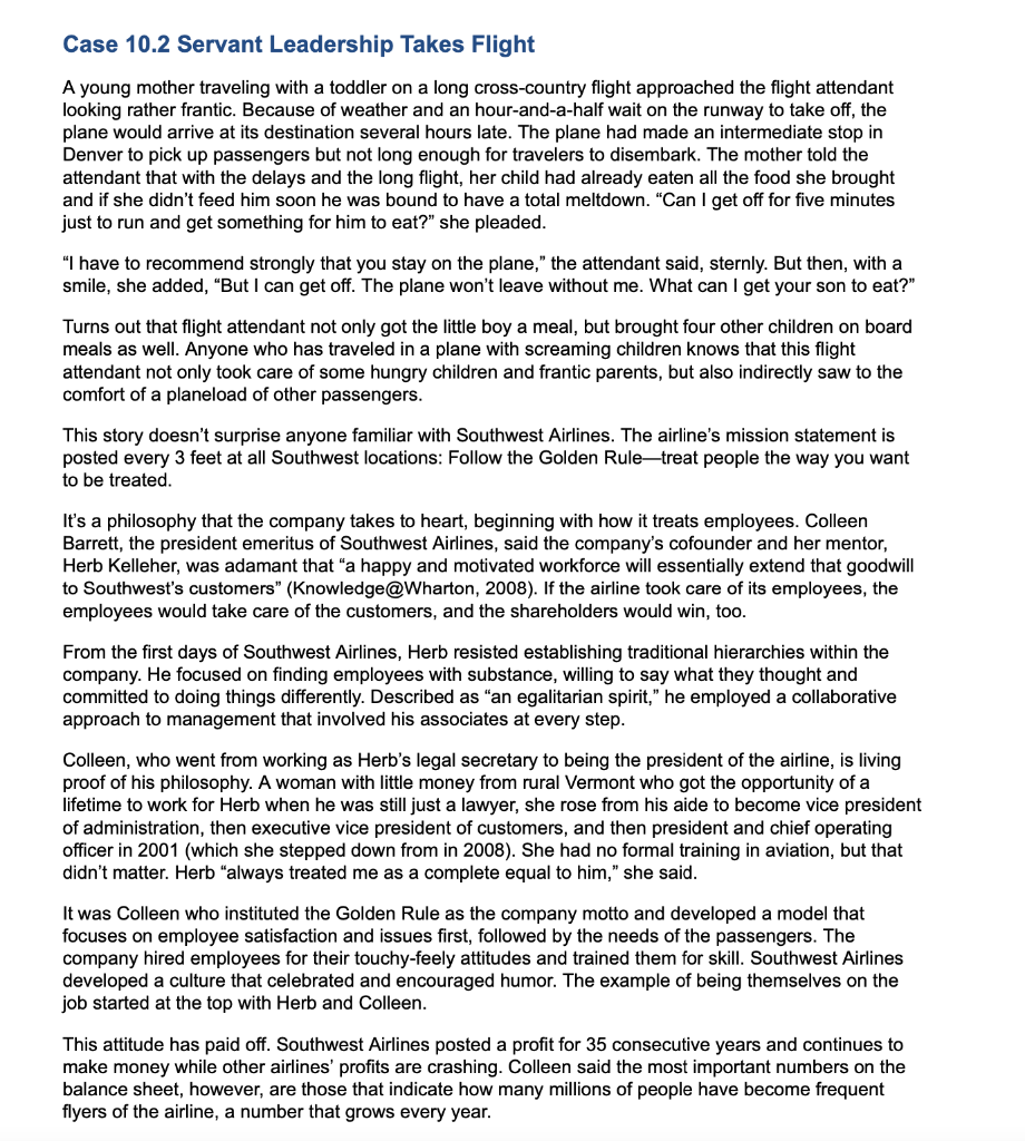 Solved 1. What type of servant leader behaviors did Herb