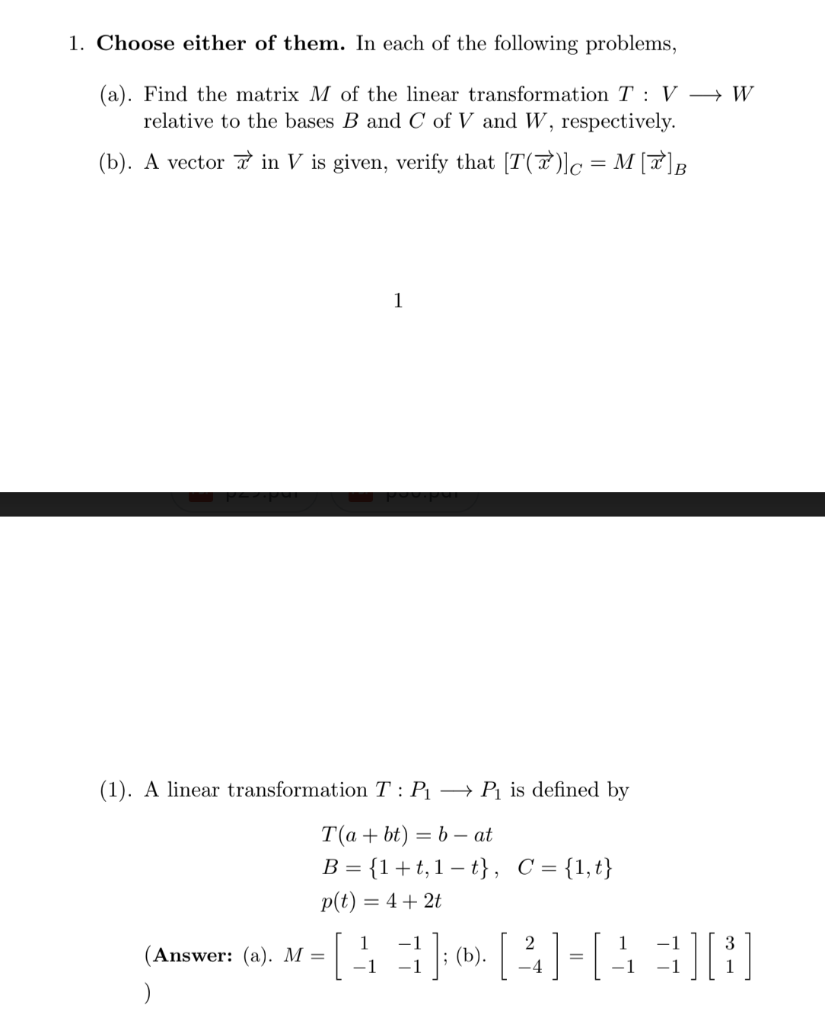 Solved 1 Choose Either Of Them In Each Of The Following Chegg Com