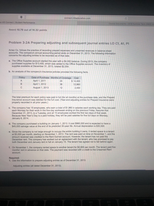 Solved Exercise 3-1 Preparing Adjusting Entries LO P A. | Chegg.com