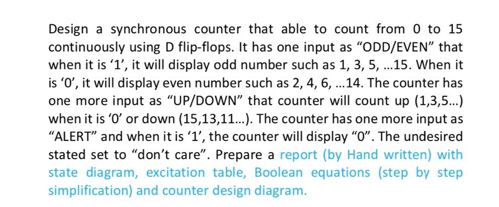 Solved Design a synchronous counter that able to count from | Chegg.com