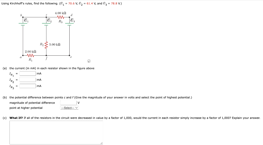 Solved Using Kirchhoff's Rules, Find The Following. (@q = | Chegg.com