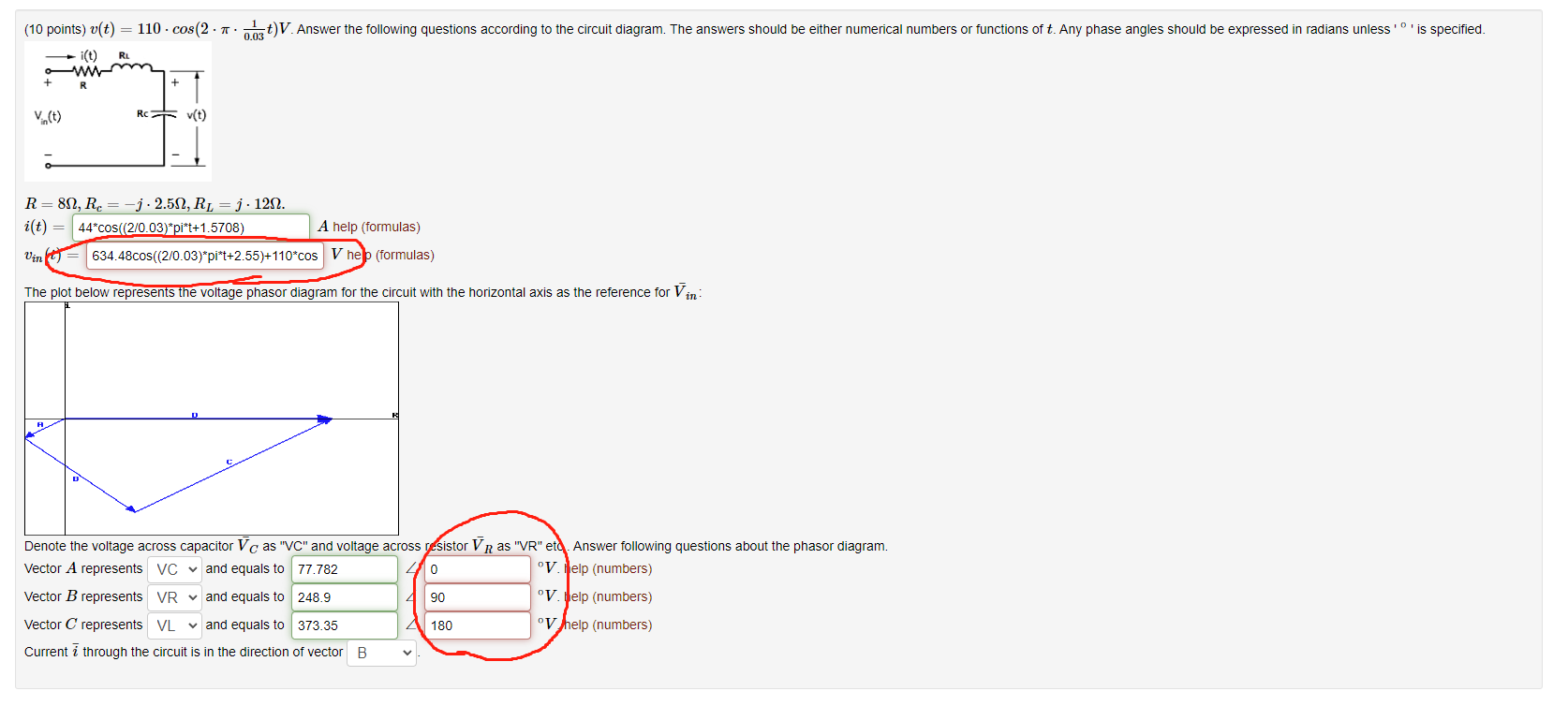 Solved The Plot Below Represents The Voltage Phasor Diagram | Chegg.com