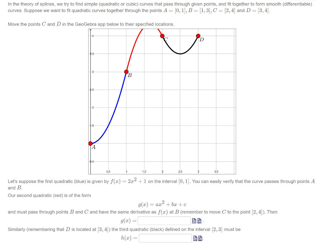 Solved In the theory of splines, we try to find simple | Chegg.com