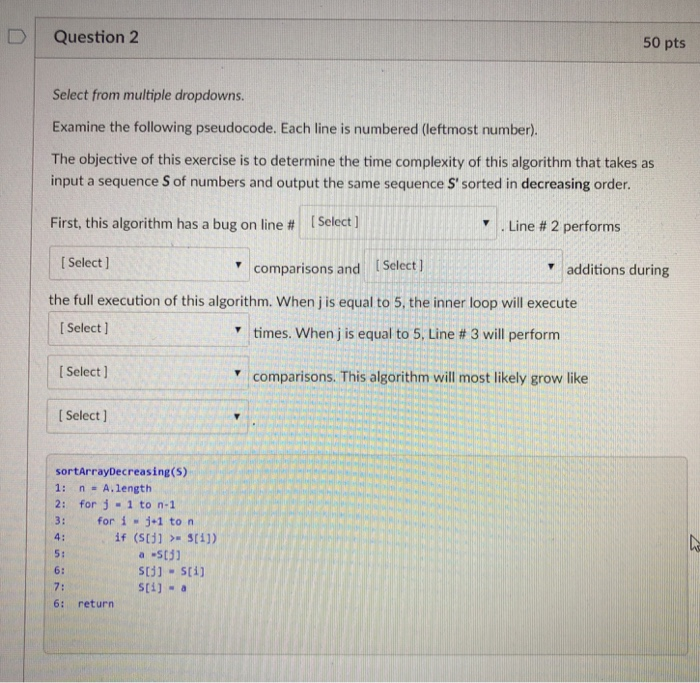 Solved Question 2 50 Pts Select From Multiple Dropdowns