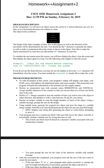 Solved Homework++Assignment+2 CSCE 1030: Homework Assignment | Chegg.com