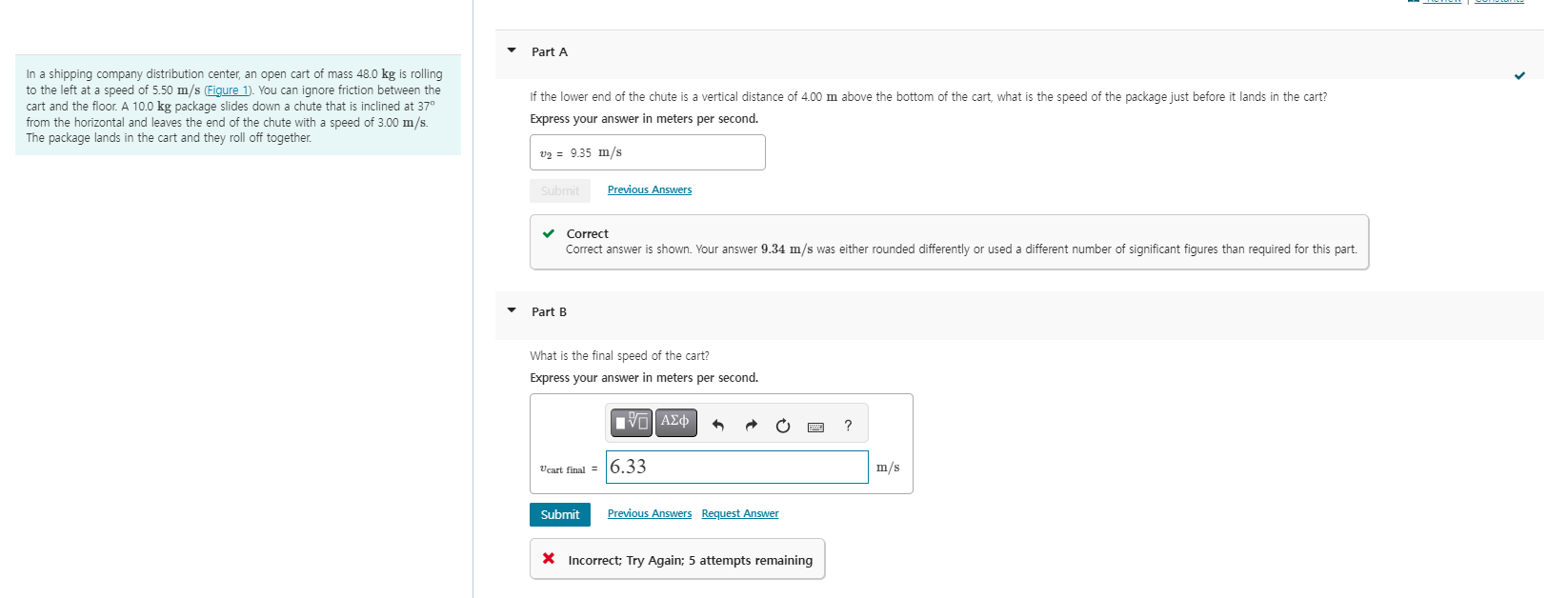 Solved I cannot get the answer to Part B.Please help me.. | Chegg.com