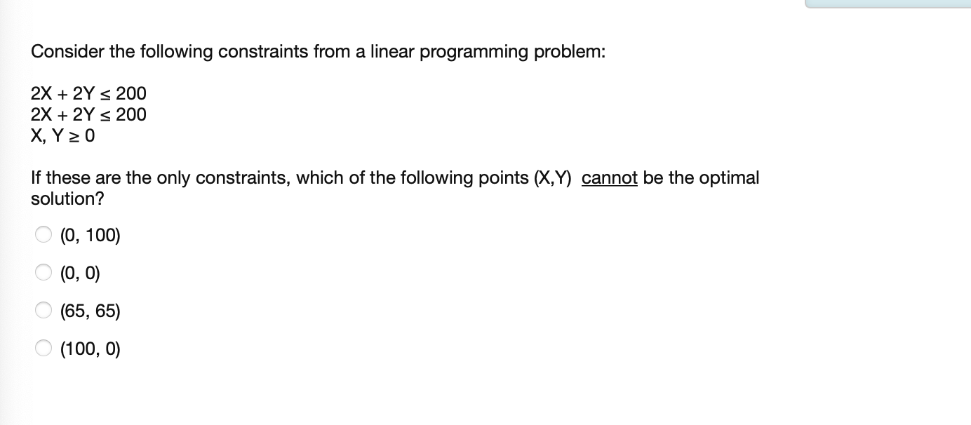 Solved Consider The Following Constraints From A Linear | Chegg.com