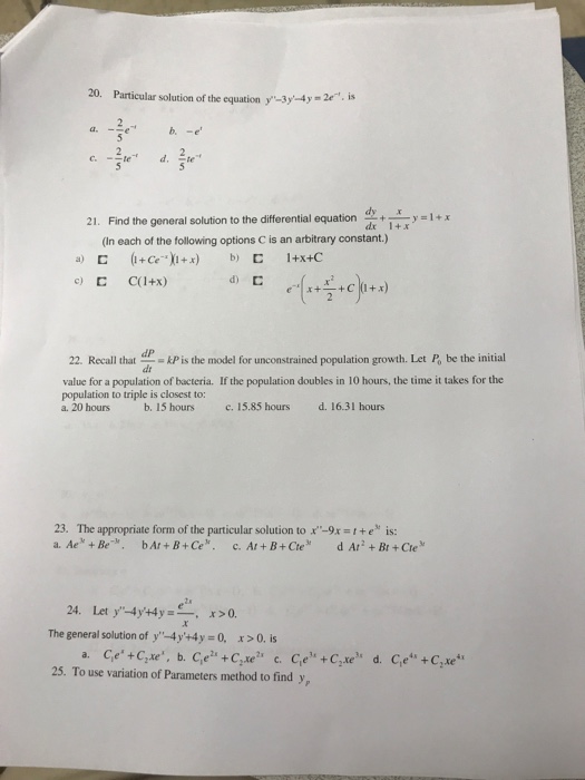 Solved Particular solution of the equation y