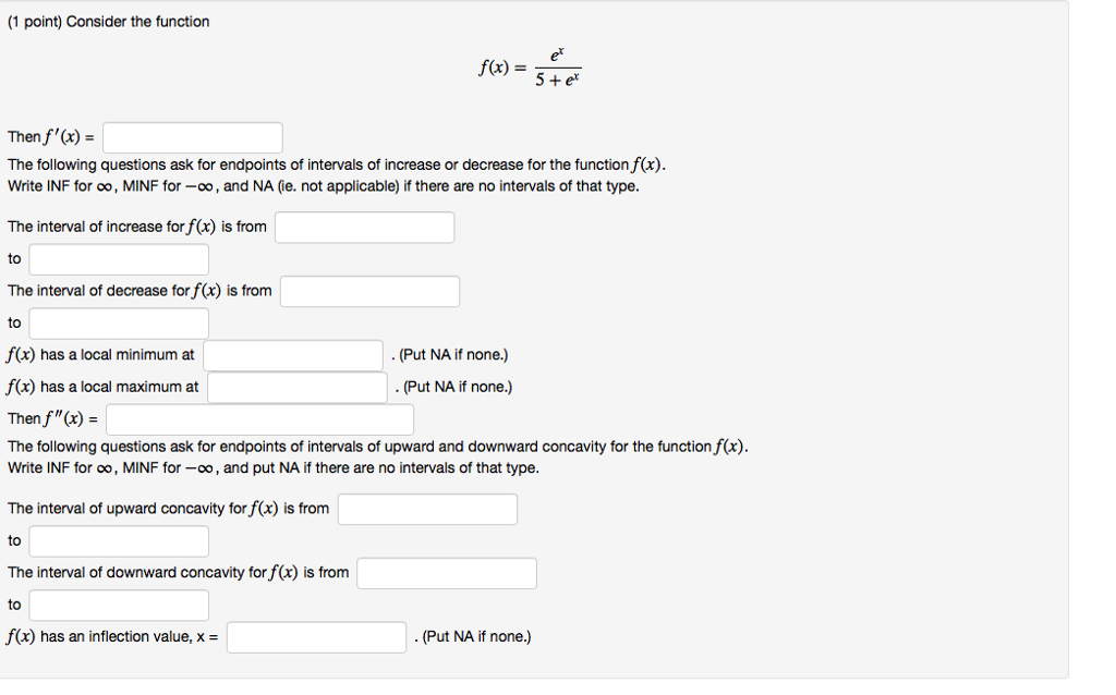 Solved (1 point) Consider the function er f(x) = Then f'(x)- | Chegg.com