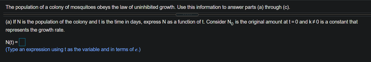 Solved The population of a colony of mosquitoes obeys the | Chegg.com