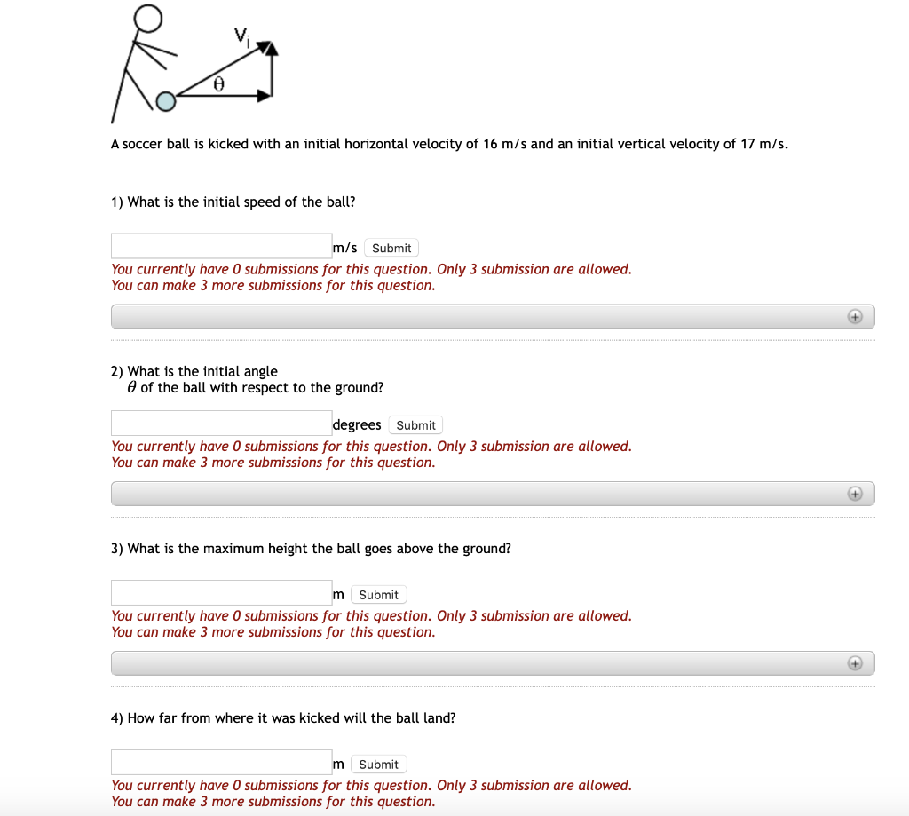 Solved A soccer ball is kicked with an initial horizontal