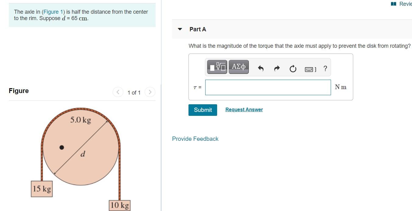 Solved A Revie The axle in (Figure 1) is half the distance | Chegg.com