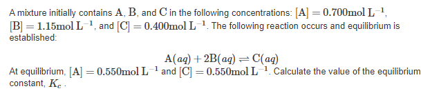 Solved A Mixture Initially Contains A, B, And C In The | Chegg.com