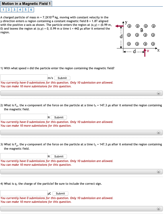 Solved Motion in a Magnetic Field 1 12 3456 A charged | Chegg.com
